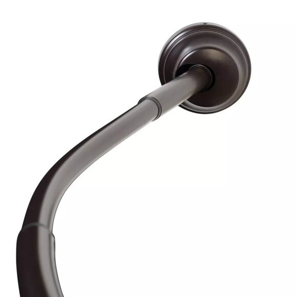 Dual Tension or Wall Mount Curved Bronze Shower Rod 50" to 72" Lengths - Picture 1 of 6